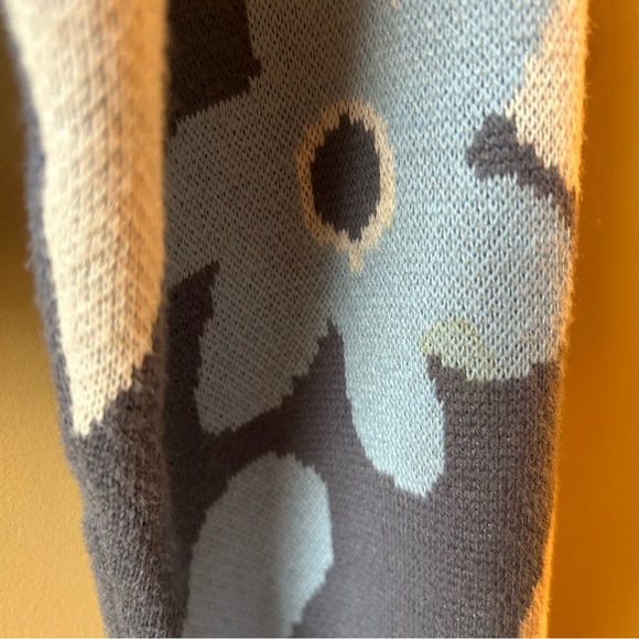 Hollister Cropped Mushroom Floral Sweater Size Small Blue Tan Retro Boho Hippie - Picture 9 of 15